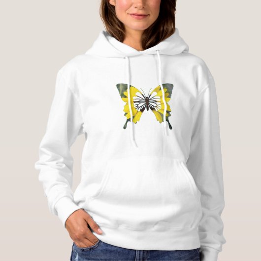 Hellgelbe Sonnenblumenschmetterling-Blume Hoodie (Vorderseite)