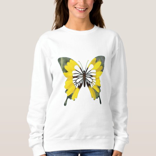 Hellgelbe Sonnenblumenschmetterling-Blume Sweatshirt (Vorderseite)