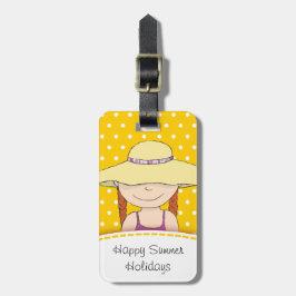 Hellgelbe Sonnencreme-Polka mit dem Namen Gepäckma Gepäckanhänger