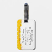 Hellgelbe Sonnencreme-Polka mit dem Namen Gepäckma Gepäckanhänger (Rückseite vertikal)