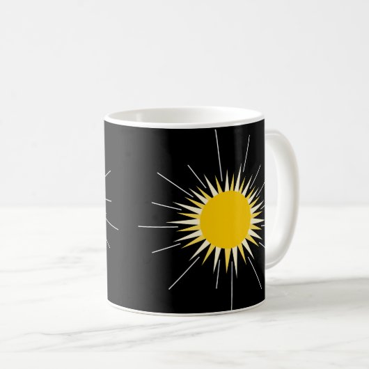 Hellgelbe strahlende Sonne Kaffeetasse (VorderseiteRechts)