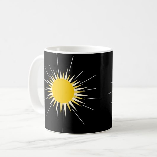 Hellgelbe strahlende Sonne Kaffeetasse (Vorderseite Links)