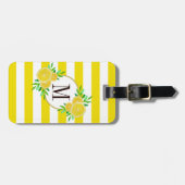 Hellgelbe Streifen Zitronenslicen Monogramm Gepäckanhänger (Vorderseite horizontal)