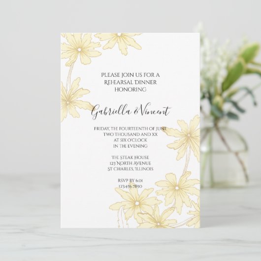 Hellgelbe Tischtennis Hochzeitessen Probe Einladung (Stehend Vorderseite)