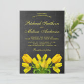 Hellgelbe Tulip-Blume Hochzeit Einladung (Stehend Vorderseite)