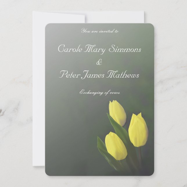 Hellgelbe Tulip-Blume Hochzeit Einladung (Vorderseite)