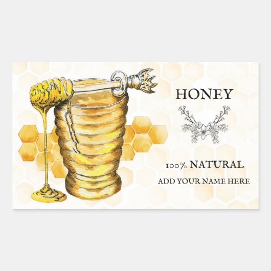 Hellgelbe und beige Honigmarke Rechteckiger Aufkleber (Vorderseite)