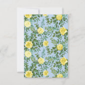 Hellgelbe und blass blaue Rose Hochzeitstag Rett Einladung (Rückseite)