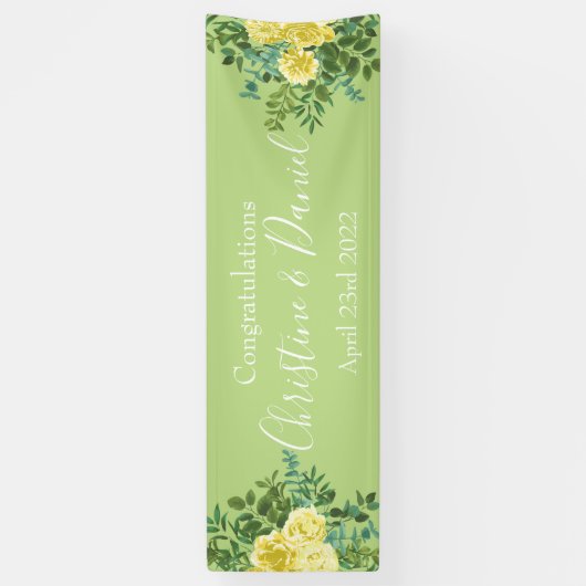 Hellgelbe und blassgrüne Rose Blumenzehen Banner (Vertikal)