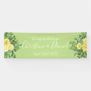 Hellgelbe und blassgrüne Rose Blumenzehen Banner