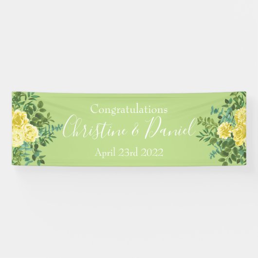 Hellgelbe und blassgrüne Rose Blumenzehen Banner (Horizontal)