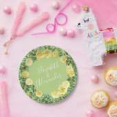 Hellgelbe und blassgrüne Rose Blumenzehen Pappteller (Party)