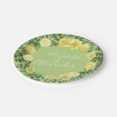 Hellgelbe und blassgrüne Rose Blumenzehen Pappteller (Schrägansicht)