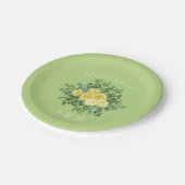 Hellgelbe und blassgrüne Rose Blumenzehen Pappteller (Schrägansicht)