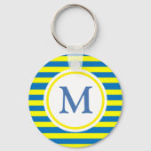 Hellgelbe und blaue Streifen Monogramm Schlüsselanhänger (Vorderseite)