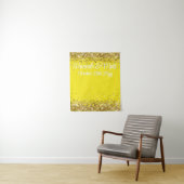 Hellgelbe und goldene Glitter-Hochzeits-Fotobooth  Wandteppich (Beispiel)