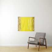 Hellgelbe und goldene Glitter-Hochzeits-Fotobooth  Wandteppich (Beispiel (Horizontal))