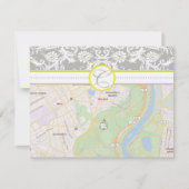 Hellgelbe und graue Damaskus-Empfang-Karten Einladung (Vorderseite)