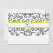 Hellgelbe und graue Damaskus-Empfang-Karten Einladung (Vorderseite)