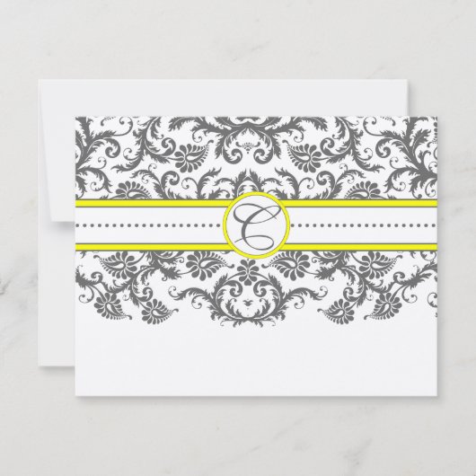 Hellgelbe und graue Damaskus-Empfang-Karten Einladung (Vorderseite)