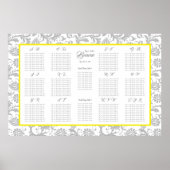 Hellgelbe und graue Sitzkarte alphabetisch Poster (Vorne)