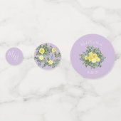 Hellgelbe und Lilac Lila Rose Blumenzehen Konfetti (Vorderseiten)