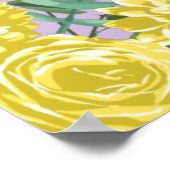 Hellgelbe und Lilac Lila Rose Blumenzehen Poster (Ecke)
