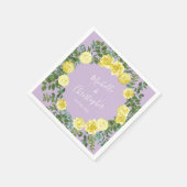 Hellgelbe und Lilac Lila Rose Blumenzehen Serviette (Ecke)
