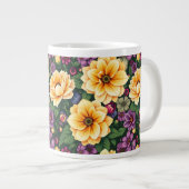 Hellgelbe und violette Blumen farbenfrohe Blumen Jumbo-Tasse (Vorderseite Rechts)
