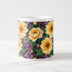 Hellgelbe und violette Blumen farbenfrohe Blumen Jumbo-Tasse