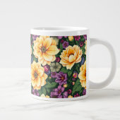 Hellgelbe und violette Blumen farbenfrohe Blumen Jumbo-Tasse (Rechts)