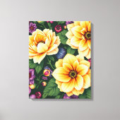 Hellgelbe und violette Blumen farbenfrohe Blumen Leinwanddruck (Vorderseite)