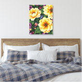 Hellgelbe und violette Blumen farbenfrohe Blumen Leinwanddruck (Insitu (Schlafzimmer))