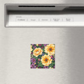 Hellgelbe und violette Blumen farbenfrohe Blumen Magnet (In Situ (Geschirrspüler))