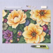 Hellgelbe und violette Blumen farbenfrohe Blumen Seidenpapier (Handwerk)