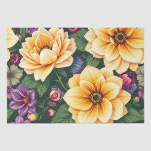 Hellgelbe und violette Blumen farbenfrohe Blumen Seidenpapier