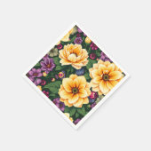 Hellgelbe und violette Blumen farbenfrohe Blumen Serviette (Ecke)