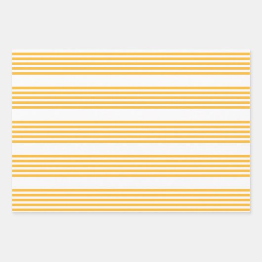 Hellgelbe und weiße fünf Streifen Muster Geschenkpapier Set (Vorderseite)