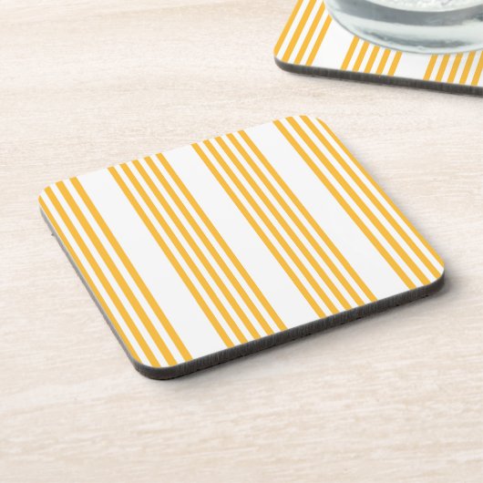Hellgelbe und weiße fünf Streifen Muster Getränkeuntersetzer (Linke Seite)