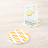 Hellgelbe und weiße fünf Streifen Muster Getränkeuntersetzer (Seite)