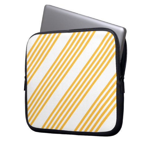 Hellgelbe und weiße fünf Streifen Muster Laptopschutzhülle (Vorderseite Links)