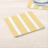 Hellgelbe und weiße fünf Streifen Muster Rechteckiger Pappuntersetzer (angewinkelt)