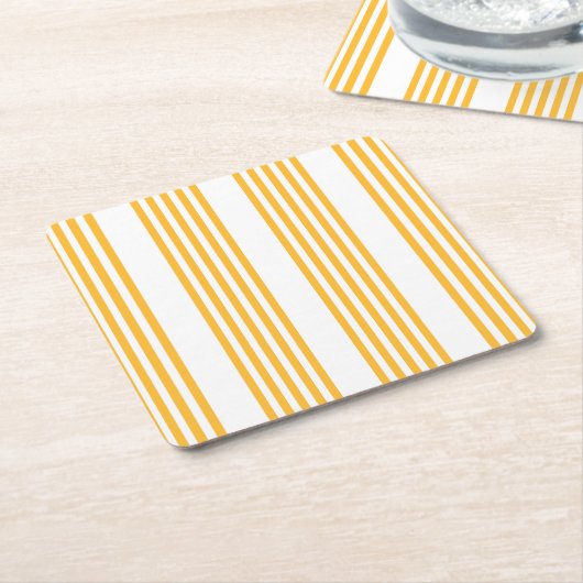 Hellgelbe und weiße fünf Streifen Muster Rechteckiger Pappuntersetzer (angewinkelt)