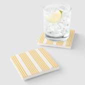 Hellgelbe und weiße fünf Streifen Muster Steinuntersetzer (Seitenansicht)