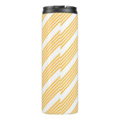 Hellgelbe und weiße fünf Streifen Muster Thermosbecher (Rückseite)