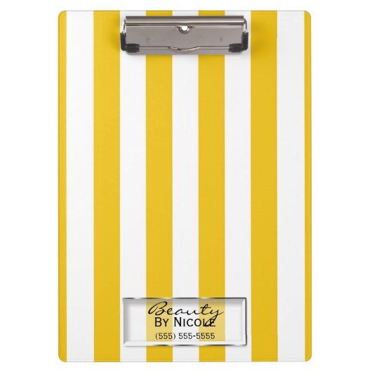 Hellgelbe und weiße Streifen Moderne Personalisier Klemmbrett (Vorderseite)
