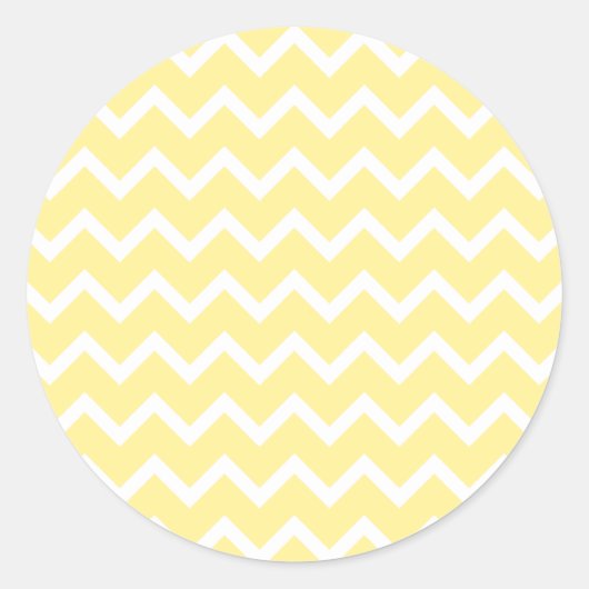 Hellgelbe und weiße Zigzags. Runder Aufkleber (Vorderseite)