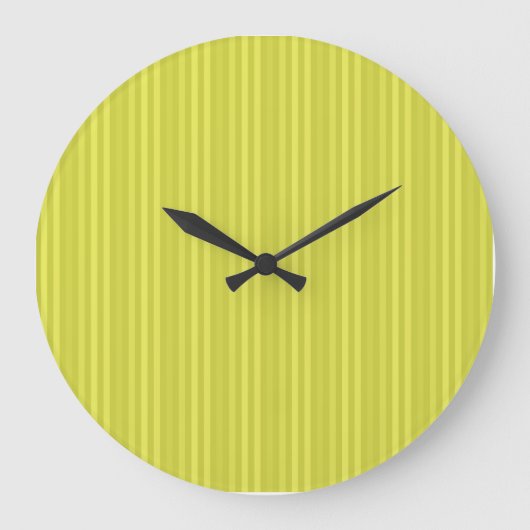 Hellgelbe vertikale Streifen Große Wanduhr (Vorderseite)