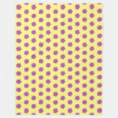 Hellgelbe violette Blumen Fleecedecke (Vorderseite)