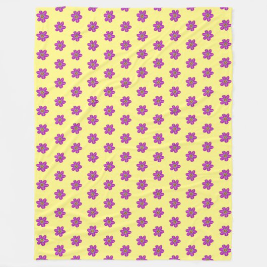 Hellgelbe violette Blumen Fleecedecke (Vorderseite)